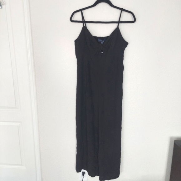 Modcloth Black Sleeveless Tie Front Wide Leg Jumpsuit Size Meduim NWT - Picture 1 of 8